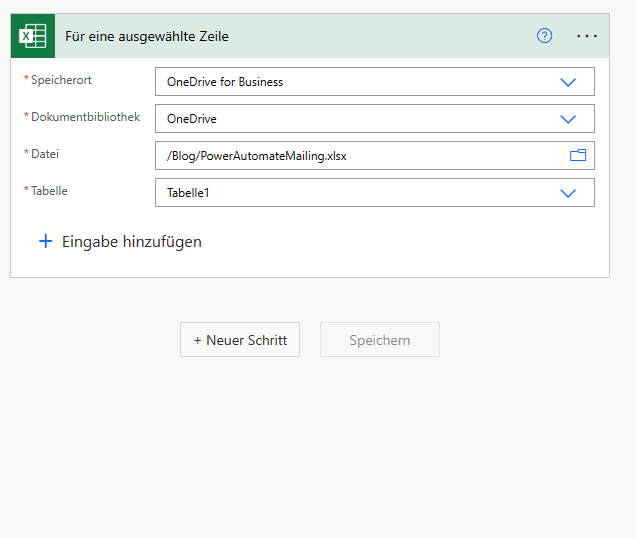 Trigger Konfiguration in Power Automate